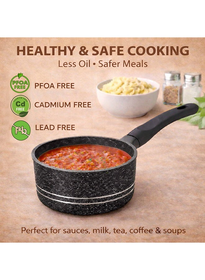 SONEX Marbella Premium Die-Cast Granite Cookware Set, 8-Piece Non-Stick Pots & Pans with Glass Lids, Healthy Low-Oil Cooking, Durable & Easy to Clean, Black - Image 5